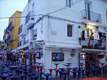 View of street and buildings in city