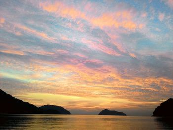 Scenic view of sea at sunset