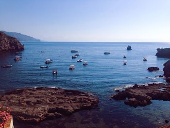 Scenic view of sea against clear sky