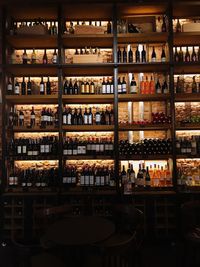 View of bottles in store