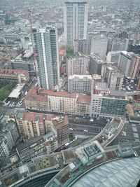 High angle view of buildings in city