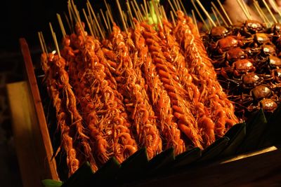 High angle view of meat for sale at market