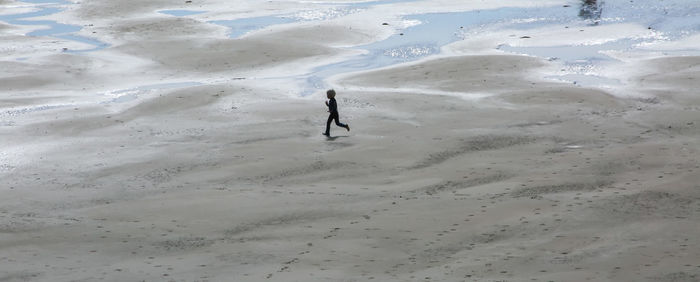 High angle view of man on beach