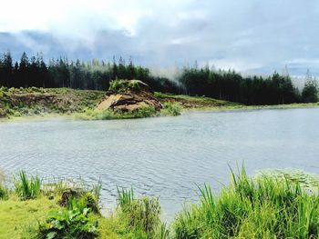 Scenic view of lake against sky