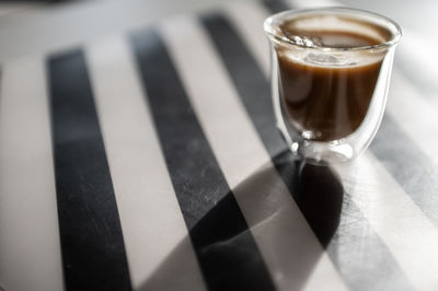 High angle view of coffee on table