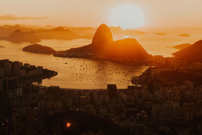 Panoramic view of buildings against sky during sunset