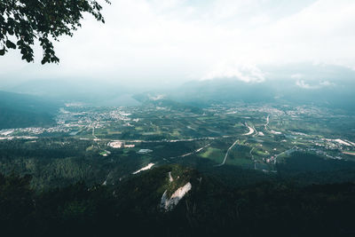 Aerial view of landscape against sky