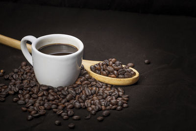 Close-up of coffee cup on table