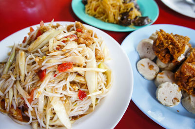 Close-up of meal served in plate