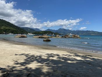 Scenic view of beach against sky