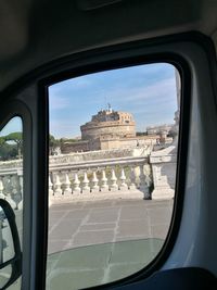 View of city through window