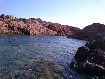 Scenic view of sea against clear sky