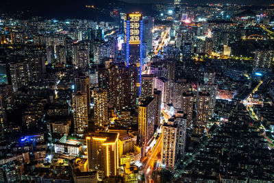 Aerial night view of shenzhen, guangdong province, china