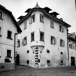 Low angle view of old building against sky