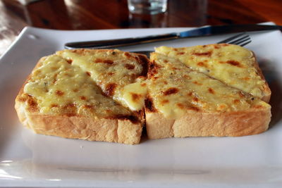 Close-up of breakfast on table