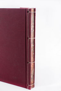 Close-up of book against white background