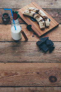 High angle view of food on table