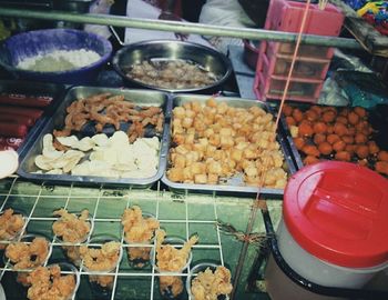 High angle view of food for sale