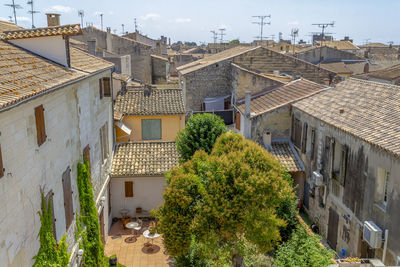 High angle view of townscape against sky