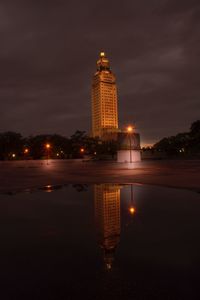 City lit up at night