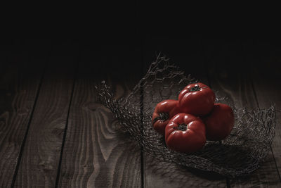 High angle view of tomatoes on table