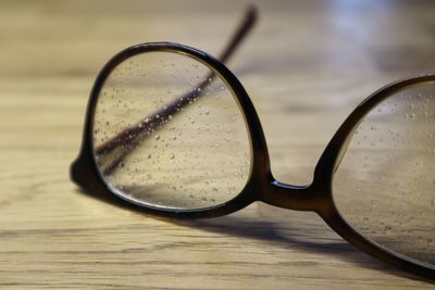Close-up of sunglasses on table