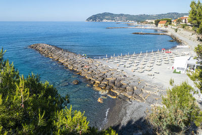 High angle view of sea against sky