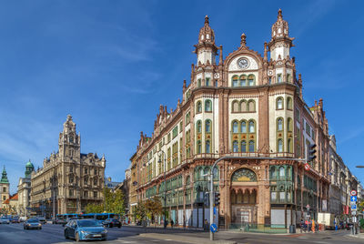 Building of parisi udvar hotel in budapest downtown, hungary