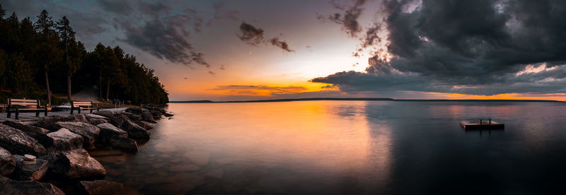 Scenic view of sea against sky during sunset