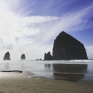 Scenic view of beach against sky