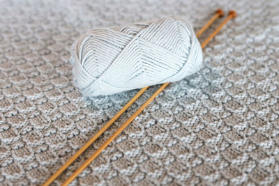 High angle view of hat on floor