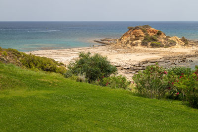 Scenic view of sea against clear sky