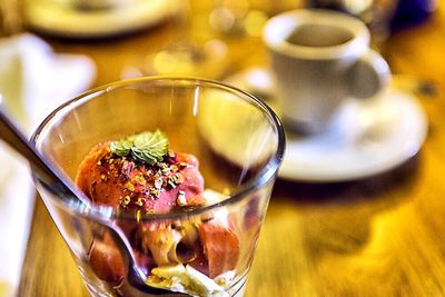 Close-up of food on table