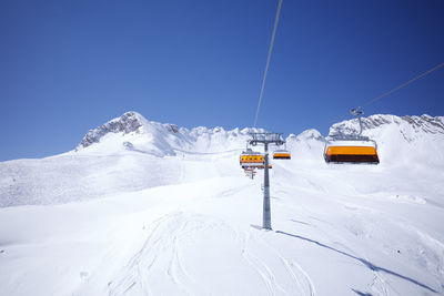 Ski piste and chairlifts on zugspitze, the only glacier ski area in germany.