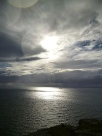 Scenic view of sea against cloudy sky