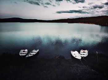 High angle view of lake against sky