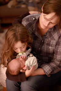 Portrait of mother and children