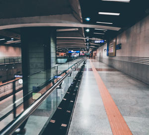 Illuminated railroad station platform