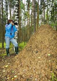 Full length of a man on woman in forest