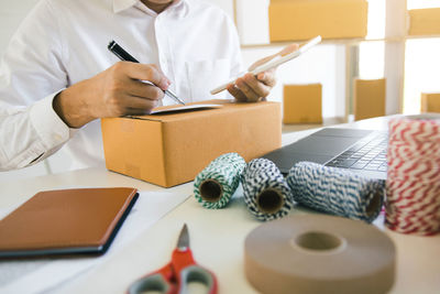 Man working on table