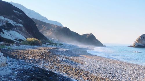 Scenic view of sea against clear sky