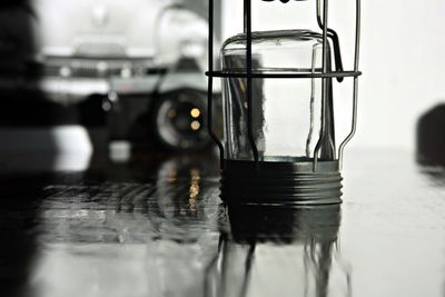 Close-up of water in glass on table