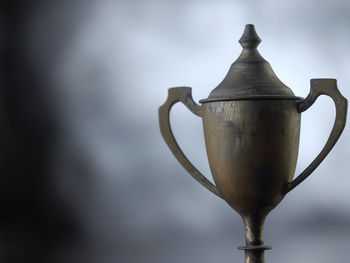 Close-up of old trophy