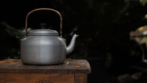 Close-up of tea cup on table