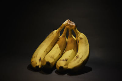 Close-up of lemon slice on table against black background