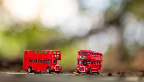 Close-up of red toy car