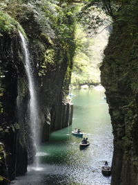 Scenic view of waterfall in forest