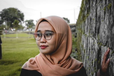 Muslim woman's portrait outside