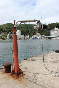 View of harbor against sky