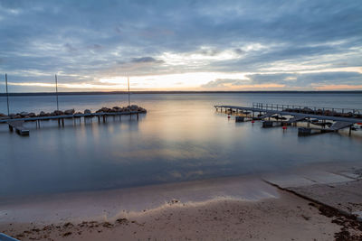 Scenic view of sea against sky at sunset